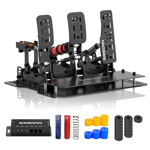 SIMSONN Plus X Racing Simulator Hydraulic Pedals Sim Racing Pedals Support Haptic Reactor (Plus X Black P3-H3-Plate) - color: Plus X Black P3-H3-Plate