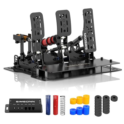 SIMSONN Plus X Racing Simulator Hydraulic Pedals Sim Racing Pedals Support Haptic Reactor (Plus X Black P3-H3-Plate) - color: Plus X Black P3-H3-Plate