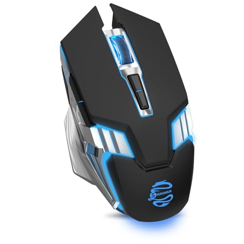 3-Mode RGB Silent Rechargeable Wireless Gaming Mouse Black | BT5.0/BT3.0+2.4G connection, RGB backlight & quiet click, for gaming office, compatible with Laptop, PC, Mac, iPad & Tablet