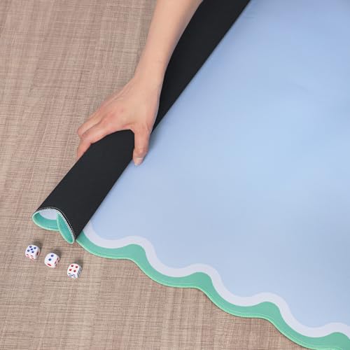 TIASUSAN Blue Mahjong Mat (31.5” x 31.5”) with Black Carrying Bag, Anti-Slip, Noise-Reducing Mahjong Mat for Table, Poker, Board Games, Dominoes, and Card Games - color: Blue