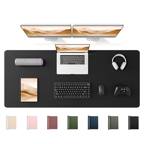 YSAGi 55" x 17" Large PU Leather Desk Mat for Keyboard and Mouse - Waterproof Non-Slip Desk Pad Protector for Office, Home, Writing Desk, Black - color: Black, size: 55" x 17"
