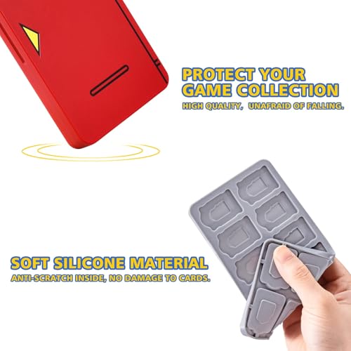 FUNLAB Switch 2 Game Card Case for Nintendo Switch 2/OLED Games & Micro SD Cards, Switch Game Card Holder with 24 Game Card Storage Cute - Red