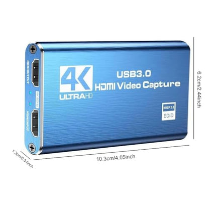 Video Capture Card, Audio Video Capture Card, USB 3.0 Capture Card 4K HDMI Loop-Out, 1080P 60FPS Video Game Capture for Streaming Works for PS5/Switch/Camera/PC/OBS (Blue) - color: Blue