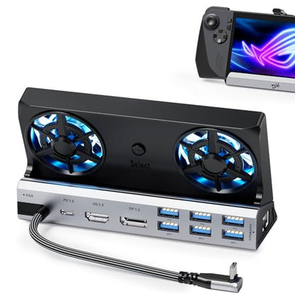 14-in-1 Dual Fan Steam Deck Dock Suitable Valve Steam Deck & OLED/Asus ROG Ally & X/Lenovo Legion Go & S & 2 / MSI Claw, Docking Station, Accessories - color: 14-in-1, supports three screens