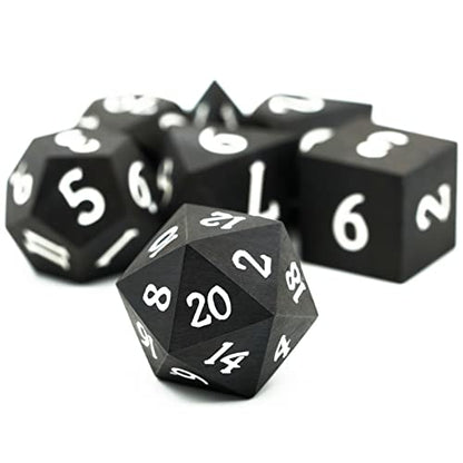Ebony Wood DND Dice Set Wooden Polyhedral Dice Set for Tabletop Game | Iron Box, DM Gift, for Dungeons and Dragons Role Playing Games - color: Ebony Wood