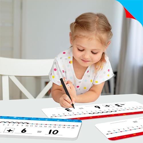 26 Packs Number Line Dry Erase Boards, Double Sided Writable and Erasable Board-0 to 20 on One Side & -10 to10 on Other Side Math White Board for Kids, Students, Classroom and Home (12” x 4”) - color: Stars, size: -10-10/0-20 -26 Packs