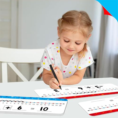 26 Packs Number Line Dry Erase Boards, Double Sided Writable and Erasable Board-0 to 20 on One Side & -10 to10 on Other Side Math White Board for Kids, Students, Classroom and Home (12” x 4”) - color: Stars, size: -10-10/0-20 -26 Packs