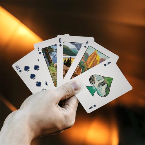 99FOX Nature Reserve National Park Playing Cards, Premium Black Core Paper Poker Deck with Linen Texture, Scenic Landscape Wildlife Art, Gift for Card Game Lovers, Collectors