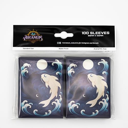 MTG Sleeves by Arcanum Industries, 103 Matte Card Sleeves for Magic The Gathering & TCG - Premium Shuffle Feel & Borderless Art with Black Interior (Spirit Koi)