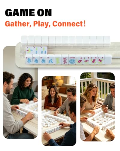 1.2" American Mahjong Tile Set, 166 Tiles + 4 Dice, Mahjong Tiles Only | Scratch-resistant melamine design,Clear engraved symbols, Easy handling, Long-lasting durability, Ideal gift for players - color: White