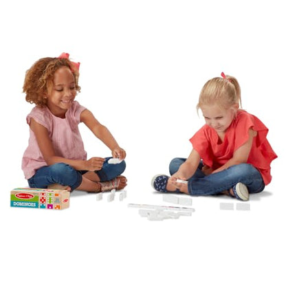 Melissa & Doug Dominoes Tabletop Game with Wooden Storage Box | 29 Pieces, 28 Colorful Domino Tiles, Wooden Storage Box, Matching & Math Skills, Family Game Night, Toys for Kids, Ages 4+