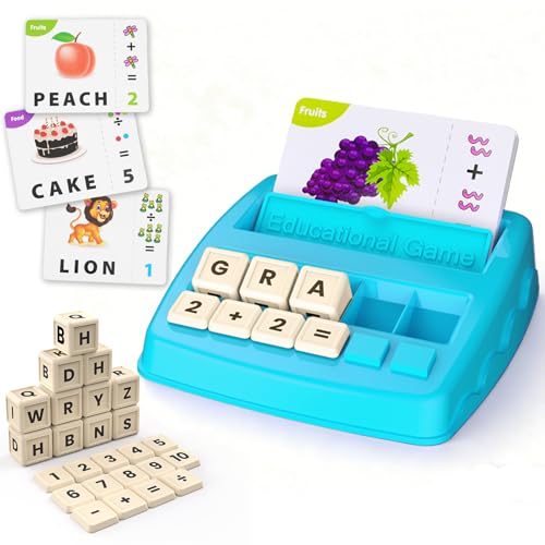 Toys for 3-8 Year Olds Boys Girls, Matching Letter Game Educational Games for Kids Ages 3-8 Birthday Gifts for 3-8 Year Olds Boys Girls Preschool Kindergarten Educational Spelling Toys Light Blue - color: Light Blue