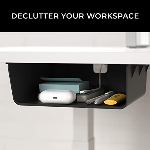 HumanCentric Under Desk Storage Shelf, Drawer Organizer | Office, Workstations, Tables, Sit Stand Desks, Gaming Setups, Mountable Storage Tray, Cable Management, Screw, Stick VHB Tape