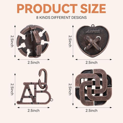 8 Pcs Brain Teaser Puzzles for Adults Teens - Metal Puzzles 3D Puzzle Game Toys for Adults Teens - Unlock Interlocking Puzzle Adult IQ Education Smart Toys - style: Style F