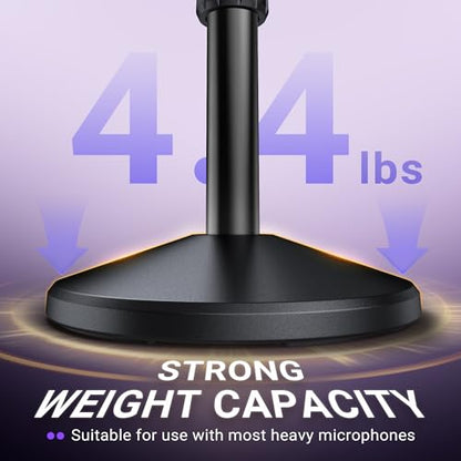 FIFINE BS2 Heavy Duty ADesktop Microphone Stand for Streaming Podcasting | Weighted Base Tabletop Mic Stand, Up to 4.4lbs, Height Adjustment, Twist Clutch & 3/8'' to 5/8'' Screw Adapter, for gaming - color: black