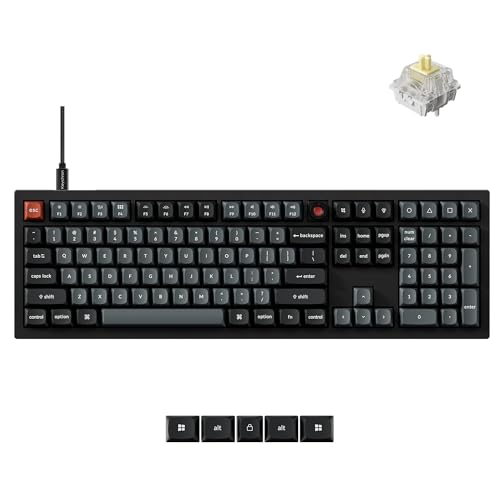 Keychron V6 8K Full Size Wired Mechanical Keyboard with Programmable Knob, 8000 Hz Polling Rate, OSA PBT Keycaps, Hot-swappable Super Banana Switchs, RGB Backlit for Mac Windows Linux - color: Banana Switch