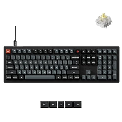 Keychron V6 8K Full Size Wired Mechanical Keyboard with Programmable Knob, 8000 Hz Polling Rate, OSA PBT Keycaps, Hot-swappable Super Banana Switchs, RGB Backlit for Mac Windows Linux - color: Banana Switch