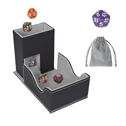 Dice Tower and Tray,Foldable Portable Dice Rolling Tower,Dice Roller Accessory for Dungeons and Dragons,Classic Board Games,RPG Games,and Tabletop Games Black/Grey - color: Black/Grey