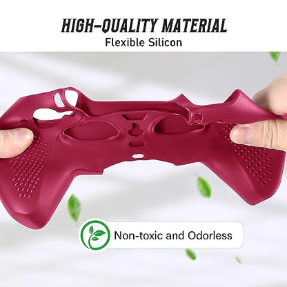 PS5 Controller Skin, Anti-Slip Soft Silicone Protective Cover Case for PlayStation 5 Controller Grip Accessories, 2 Pack with 8 x Thumb Grip Caps (Cosmic Red) - color: Cosmic Red