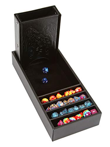 Forged Dice Co. Citadel Dice Tray and Tower - 3 in 1 Rolling Tray, Storage Box, and Removable Tower for DnD, RPG, and Tabletop Gaming - color: Black