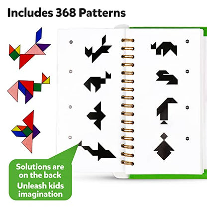 Travel Tangram Puzzle Car Game Magnetic Pattern Blocks Road Airplane Trip Essentials Activities Montessori Educational Toys Brain Teasers Book for Age 4-8 Kids Boys Girls Toddler (368 Solution) - color: 368 Solution