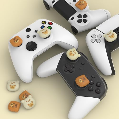 PlayVital Thumb Grip Caps for Xbox Series S/X, Xbox One, Elite Series 2 Controller, Cute Joystick Caps for ps5/EDGE/ps4, Thumbstick Cover for Switch 2 Pro/Switch Pro Controller - Cute Bear - color: Cute Bear