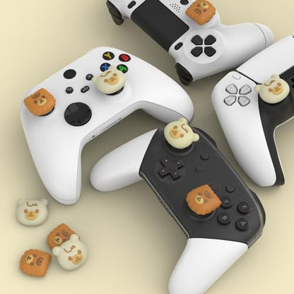 PlayVital Thumb Grip Caps for Xbox Series S/X, Xbox One, Elite Series 2 Controller, Cute Joystick Caps for ps5/EDGE/ps4, Thumbstick Cover for Switch 2 Pro/Switch Pro Controller - Cute Bear - color: Cute Bear