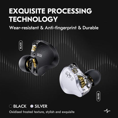 Kinboofi CCZ Solo Silver in Ear Monitor Wired IEM Headphone, DC02 Dual Magnetic Circuit DD HiFi Earphones, Professional HiFi Earphone, Stereo Sound Earbuds, with MIC - color: Silver, size: with MIC