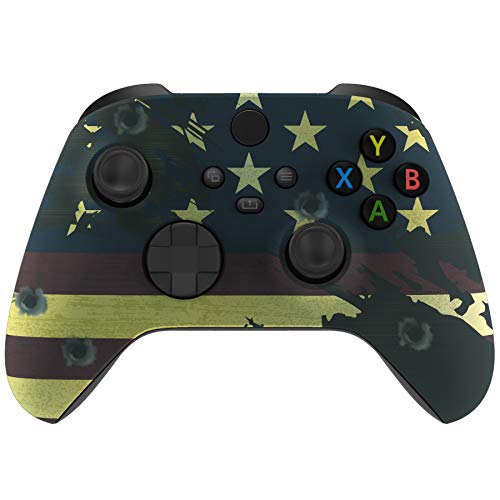 eXtremeRate Replacement Shell for Xbox Series X & S Controller - Unleash Your Style - US Flag The Stars & Stripes Custom Front Housing Cover for Xbox Core Controller Wireless [Control NOT Included] - color: Red, White, Blue