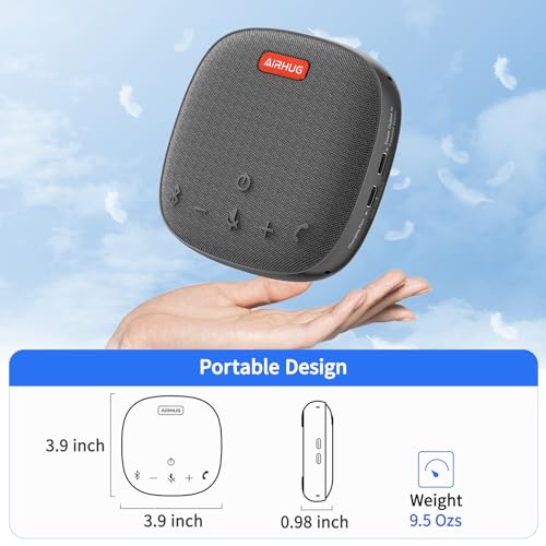 AIRHUG Conference Speaker and Microphone, Bluetooth Speakerphone with 360° Voice Pickup, Advanced Noise Reduction, USB-C Plug & Play, Compatible with Zoom and MS Team