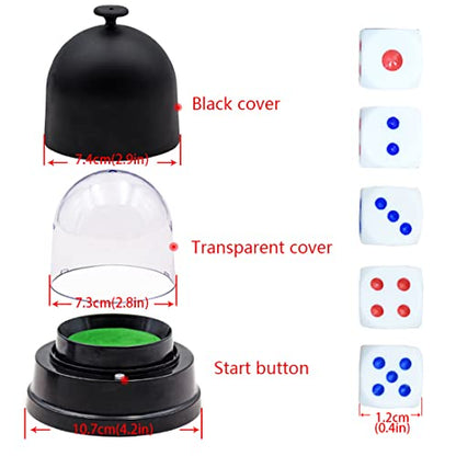 Automatic Lucky Dice Roller Cup Set with 5 Dices for Family Friends Party Games EK1883 (Pack of 2) - size: Medium (Pack of 2)