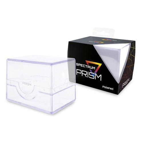 BCW Spectrum Prism Deck Case – Polished Translucent Finish | Secure Snap Closure Card Case | Holds 100 Double-Sleeved Cards | Horizontal Card Storage for MTG & More - 2 ct - color: Crystal Clear, size: 2 Pack