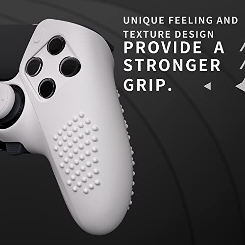 PlayVital 3D Studded Edition Anti-Slip Silicone Cover Case for ps5 Edge Controller, Soft Rubber Protector Skin for ps5 Edge Wireless Controller with 6 Thumb Grip Caps - White - color: White