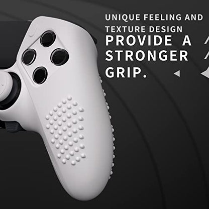 PlayVital 3D Studded Edition Anti-Slip Silicone Cover Case for ps5 Edge Controller, Soft Rubber Protector Skin for ps5 Edge Wireless Controller with 6 Thumb Grip Caps - White - color: White