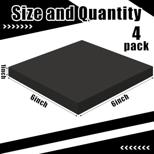 4 Pcs 1" Thick Foam Padding Sheet with Adhesive Backing Block | 6 Inch x 6 Inch, Closed Cell, Self Stick Neoprene Insulation Foam Sheet, Black, for Furniture Cars Speakers - color: Black, size: 1 Inch Thick, 6 x 6 Inches