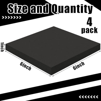 4 Pcs 1" Thick Foam Padding Sheet with Adhesive Backing Block | 6 Inch x 6 Inch, Closed Cell, Self Stick Neoprene Insulation Foam Sheet, Black, for Furniture Cars Speakers - color: Black, size: 1 Inch Thick, 6 x 6 Inches