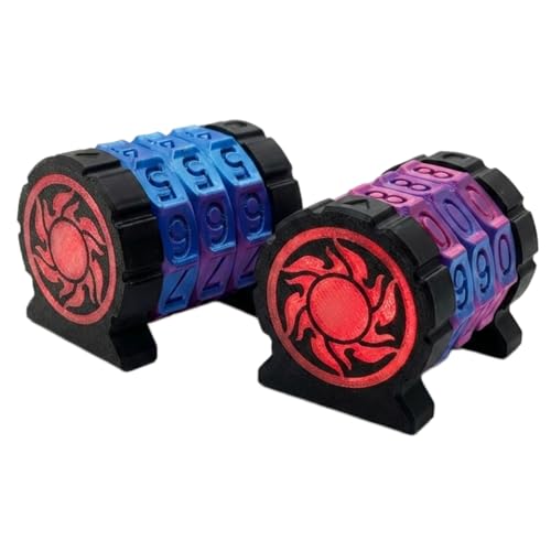 2 Pack Life Counter - HP Tracker with Tracking Card Slo MTG 3 Rings Sun Fire Pattern Tabletop RPG Dungeons and Dragons(2pcs Black)
