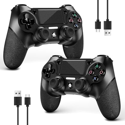 AceGamer 2 Pack Wireless Controller for P4, with Non-Slip Grip of Both Sides and 2 USB-C Cable! (Midnight Black * 2) - color: Midnight Black