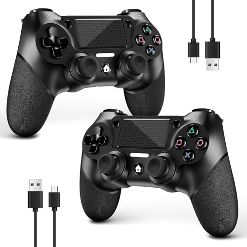 AceGamer 2 Pack Wireless Controller for P4, with Non-Slip Grip of Both Sides and 2 USB-C Cable! (Midnight Black * 2) - color: Midnight Black