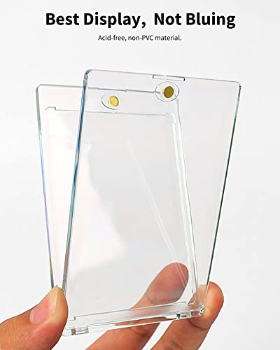 180PT Magnetic Card Holders for Trading Cards, 5 Pack UV Protection | Clear Display Cases with Magnetic Closure for Thick Sports & TCG Cards, Patch, Jersey, Relic, Memorabilia & Autograph Cards - size: 2.52 x 3.54 in 180PT Magnetic Card Holders