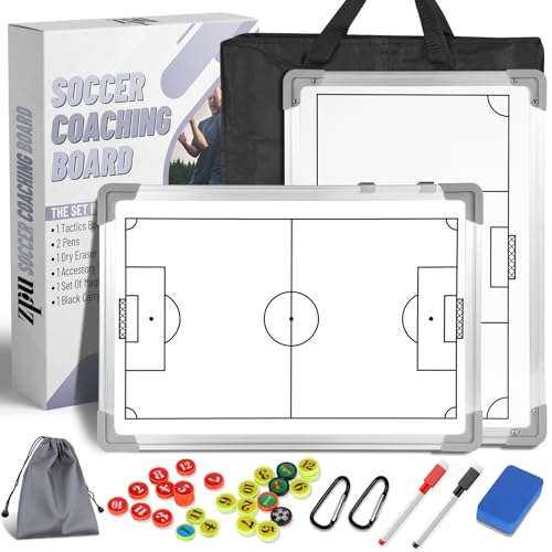 ZPU Soccer Coaching Board, Magnetic Soccer Whiteboard for Coaches, Soccer Tactics Clipboard with Dry Erase, Marker Pen, Magnets and Storage Bag, for Teaching and Game Plan - color: Soccer-white