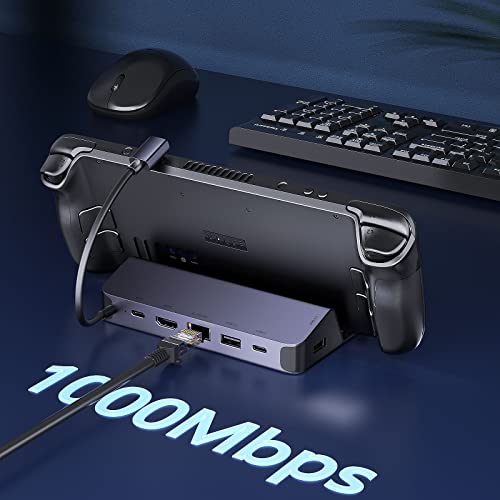 QUUGE Steam Deck Dock, 6 in 1 Valve Steam Deck Docking Staion with 2*USB-A & USB-C 5Gbps, HDMI 2.0 4K60Hz Output, 1000M Ethernet Gigabit, 100W Charging, Steam Deck Accessorie