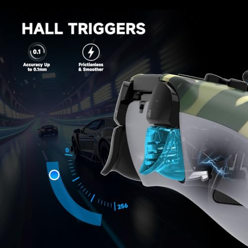 ASRVA Camo Wireless Pro Controller for PS5, Hall Effect Joystick No Drift, 2 Back Paddles, Macro, Gyro, 1000mAh, RGB, Compatible with PS5/Pro/Slim/PC/iOS/Android - color: Camo