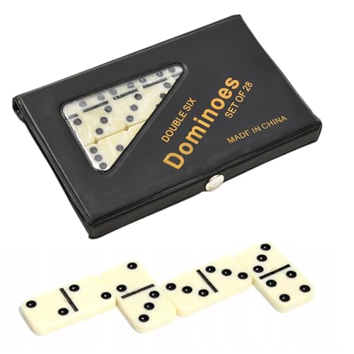 Dominoes Set for Adults,Dominos Set for Adults 28 Double Six Dominoes,Premium Dominos with Case