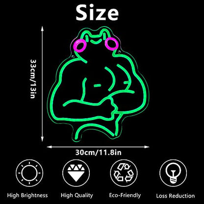 Fitness Frog Neon Sign - LED Muscle Frog Neon Light Sign 11.8x13 Inch Gym Room Wall Art USB Powered Gym Wall Decor Motivational Workout Room Home Office Art Christmas Birthday Gift - style: Muscle Frog