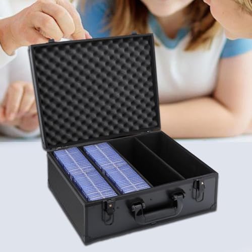 Card Storage Box Aluminum Storage Box for Valuable Card Collection Trading Card Organizer Aluminum Box Organizer for, 4 Compartments