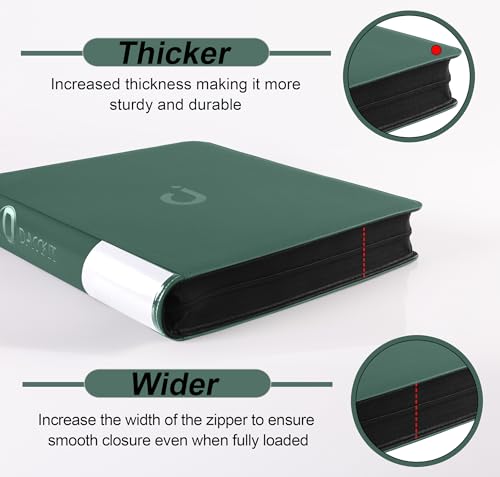 Premium 2000 Pocket Card Binder - 20 Pocket Trading Card Binder with Sleeves Fits 2000 Cards, Ringless Card Album for TCG - Model A，Blackish Green - color: 20P - Blackish Green