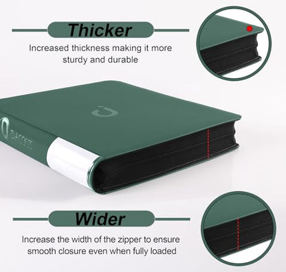 Premium 2000 Pocket Card Binder - 20 Pocket Trading Card Binder with Sleeves Fits 2000 Cards, Ringless Card Album for TCG - Model A，Blackish Green - color: 20P - Blackish Green