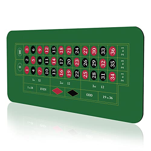 YUZPKRSI 70" x 35" Roulette Casino Mat, Roll-up Poker Mat for Table with Carrying Bag, Professional Poker Table Mat Layout, Non-Slip Rubber Poker Table Top Cover for Parties, Poker Game Night - color: Dark Green-roulette