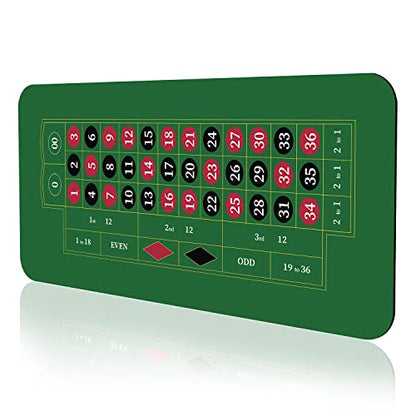 YUZPKRSI 70" x 35" Roulette Casino Mat, Roll-up Poker Mat for Table with Carrying Bag, Professional Poker Table Mat Layout, Non-Slip Rubber Poker Table Top Cover for Parties, Poker Game Night - color: Dark Green-roulette